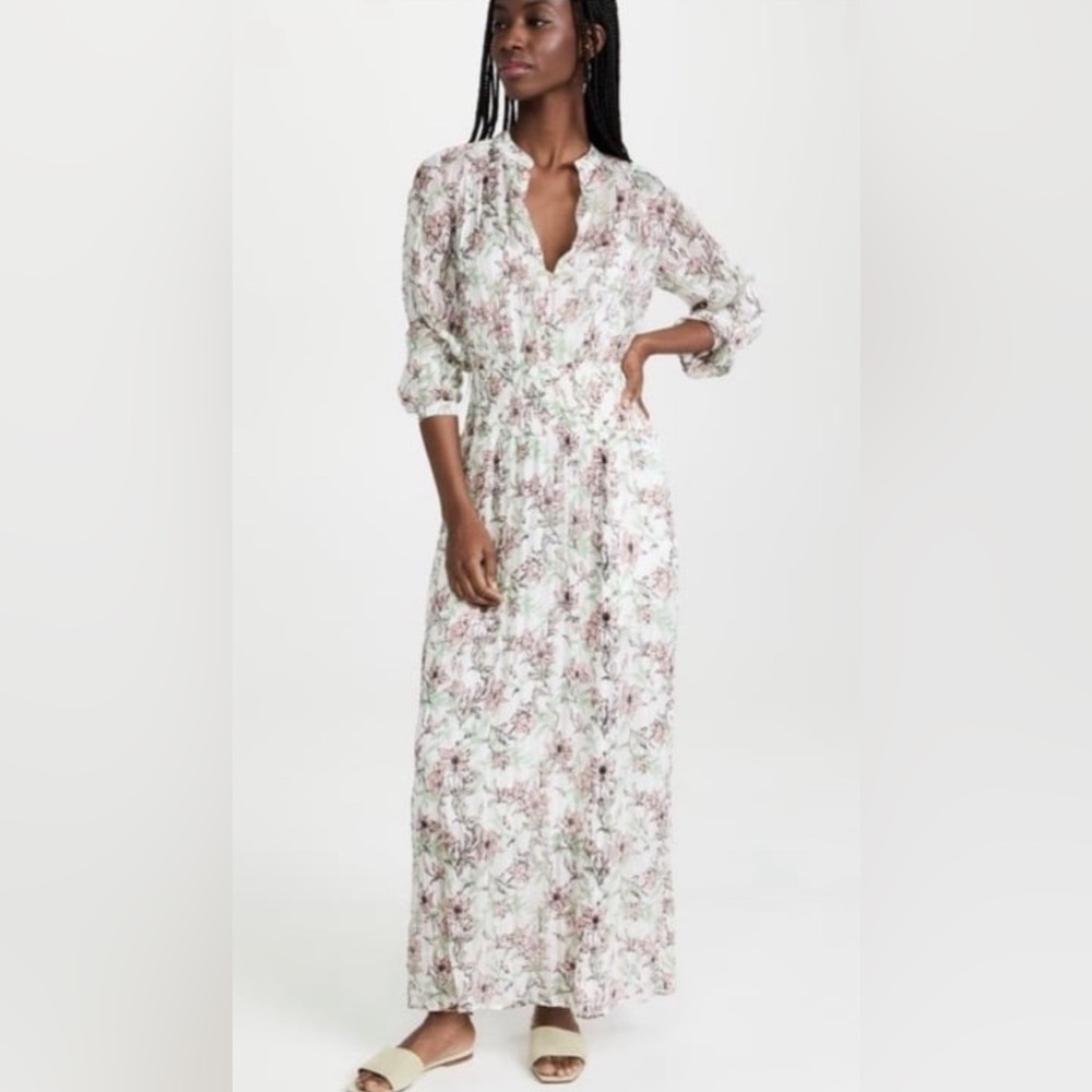 Rag & Bone Calista Maxi Dress Metallic Sheer Sleeve | Retail $550
